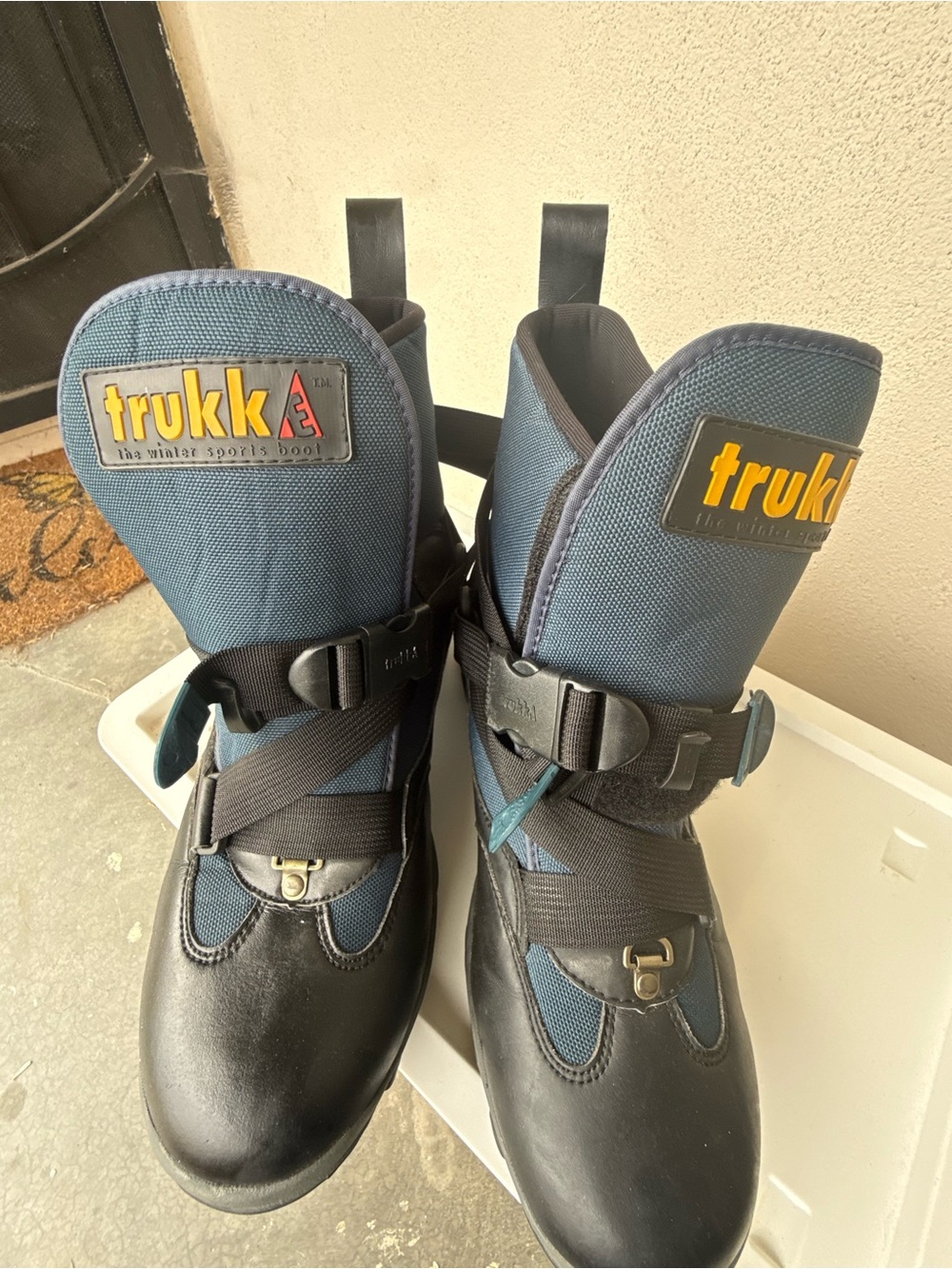 Men’s Blue and Black Snow Boots with Secure Buckle - measures 13 1/2” sole